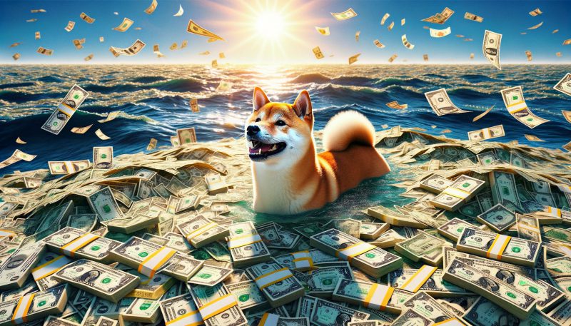 Shiba Inu swimming in money