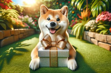 Shiba Inu with a present