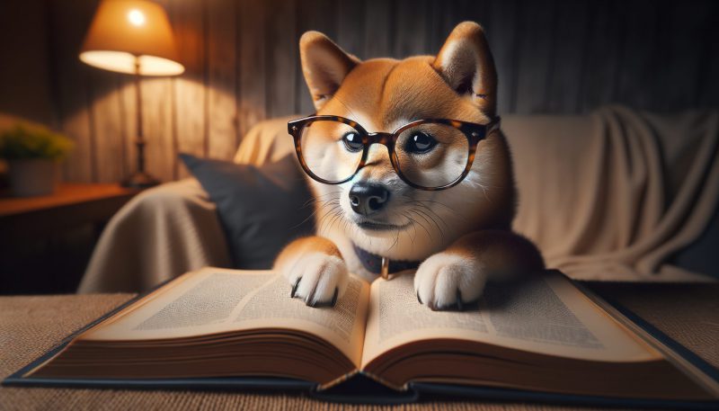 Shiba inu reading