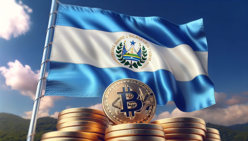 El Salvador flag with Bitcoin reserve