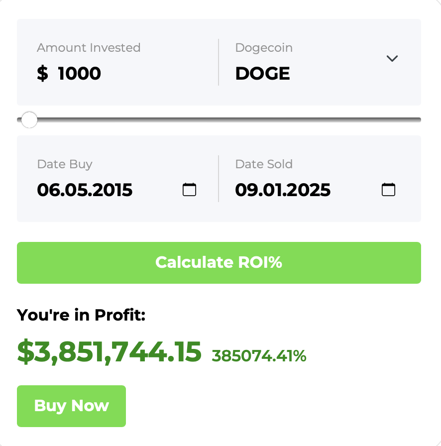 DOGE ROI calculator