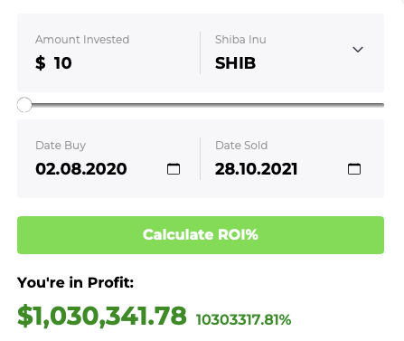 Shiba Inu ROI calculator