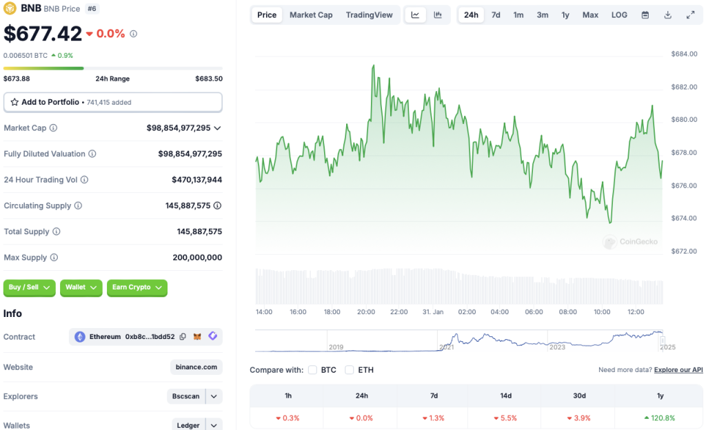 Binance BNB terms  chart