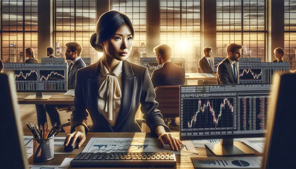 stock trader sitting at desk