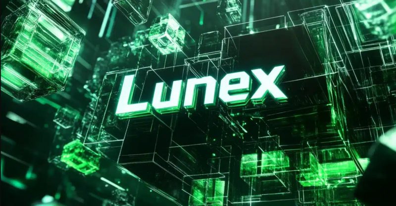 Lunex logo tech background