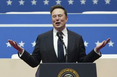 Elon Musk at a government press conference