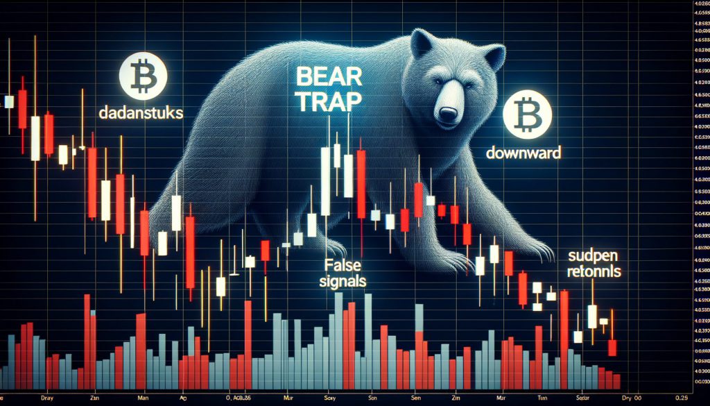 Cryptocurrency market chart showing bear trap pattern with red candlesticks