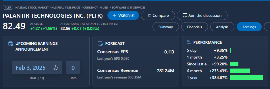 Palantir earning report