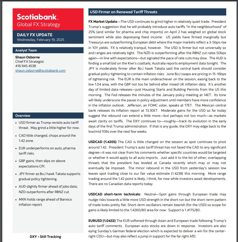 Scotiabank's most recent Global Foreign Exchange report