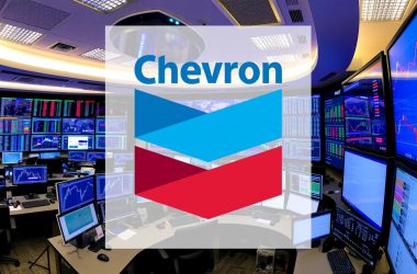 Chevron logo with stock market