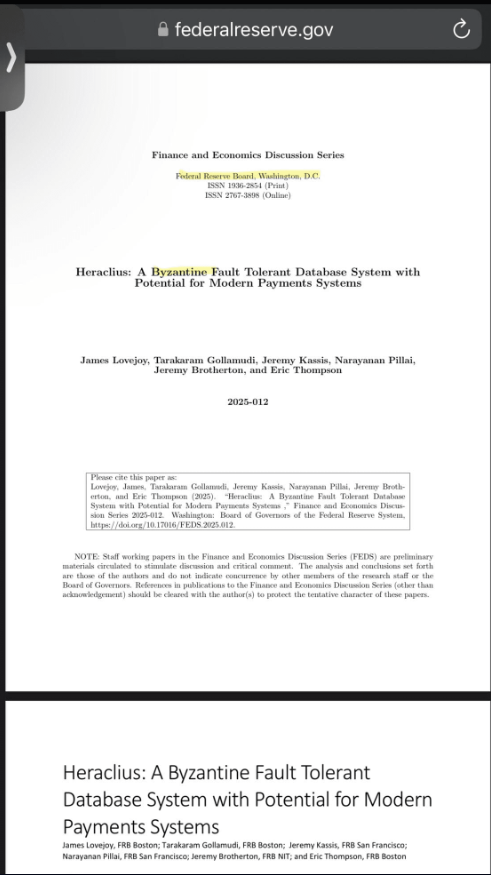 Federal Reserve research paper title page showing the official document