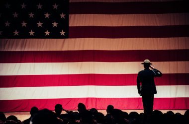 Man saluting the American flag