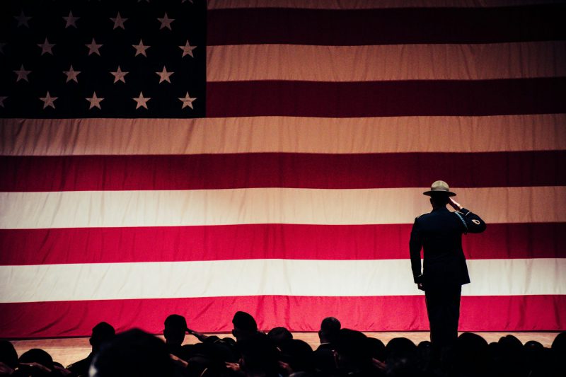 Man saluting the American flag