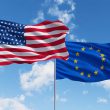 USA and EU European Union Flags