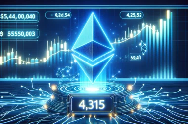 Ethereum price surge blue background
