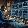 Crypto trader monitoring multiple price charts in sophisticated home office setup