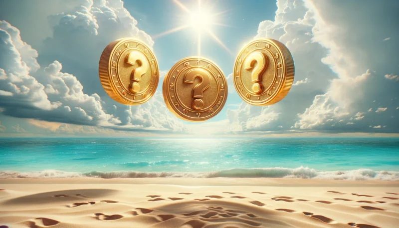 Coins in the beach