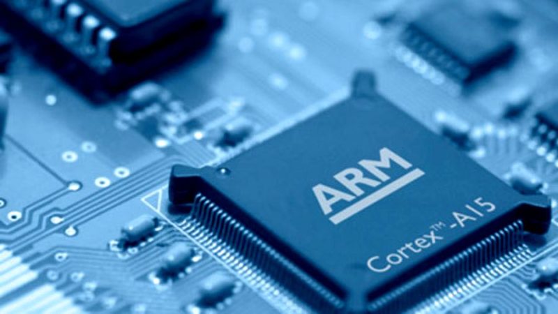 ARM Cortex-A15 processor chip on a circuit board