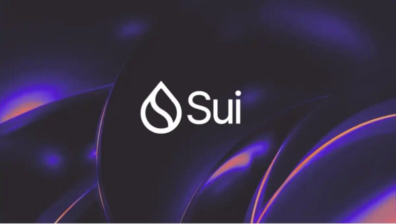 Sui logo on purple abstract background