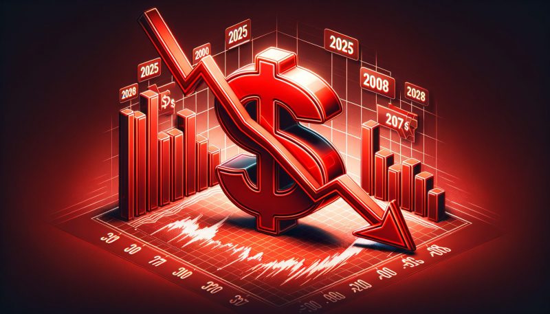 US Dollar value chart showing decline in 2025, with downward trend and comparative currency indicators