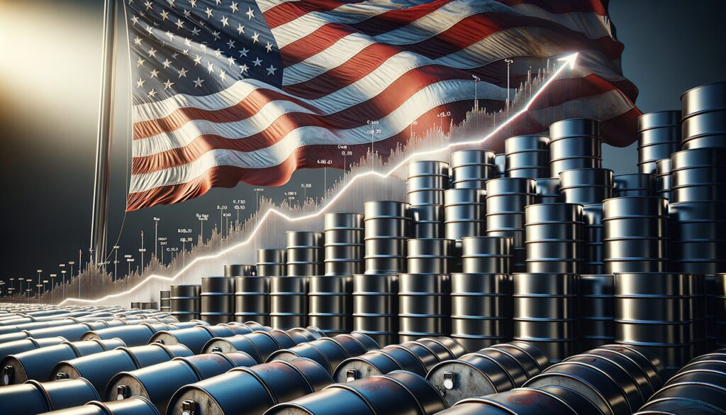 Oil Price Surge with barells and american flag