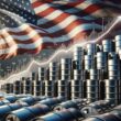 Oil Price Surge with barells and american flag