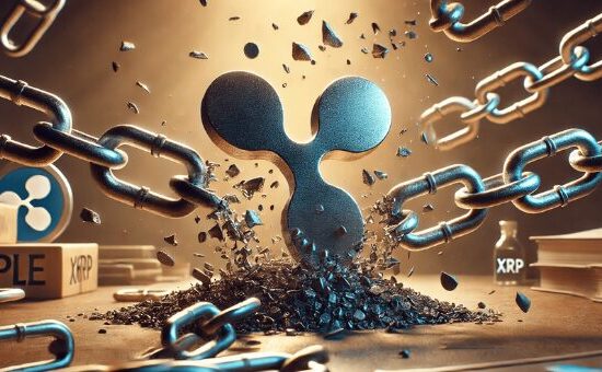 Ripple XRP logo breaking free from chains