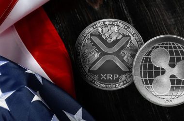 XRP coin displayed on American flag