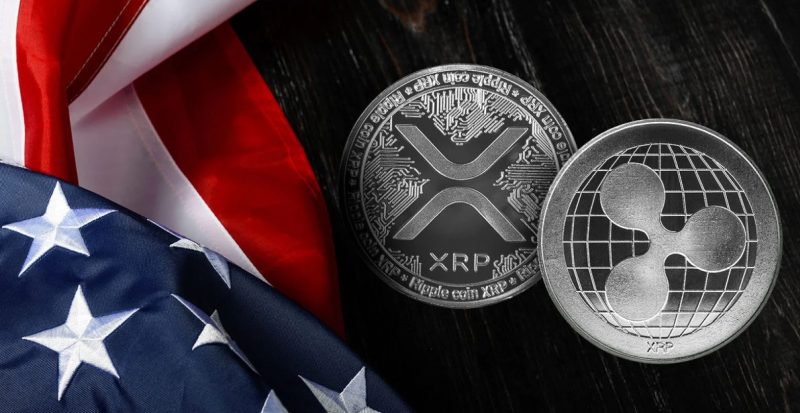 XRP coin displayed on American flag