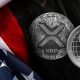 XRP coin displayed on American flag