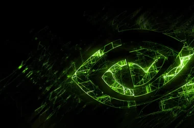 NVIDIA's iconic green eye logo on dark background with neon effect