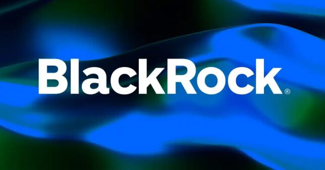 BlackRock logo on blue wavy background