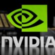 NVIDIA logo in green with GPU products in background