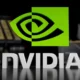 NVIDIA logo in green with GPU products in background