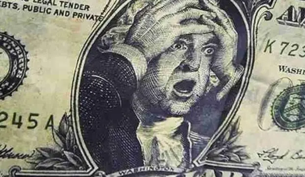 Modified US dollar bill showing George Washington with shocked expression