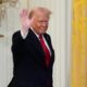Trump waving to reporters