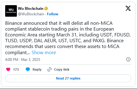 Wu Blochain mica Binance