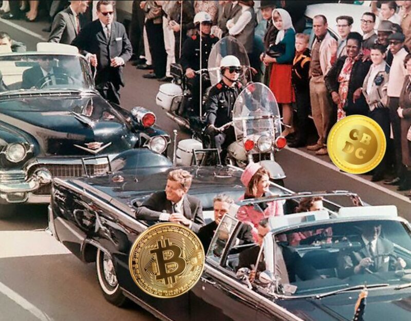 JFK in care CBDC Bitcoin