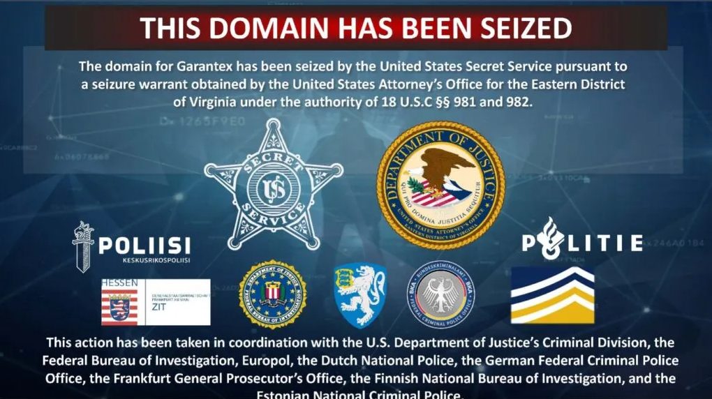 Garantex domain seizure notice