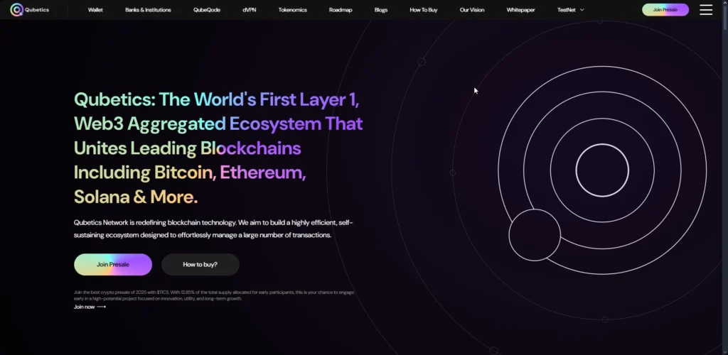 Qubetics platform interface showing multi-chain wallet features