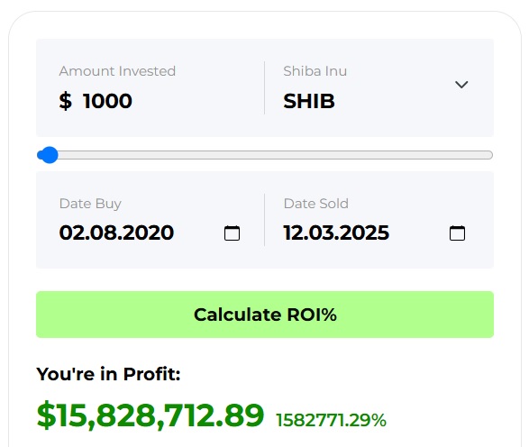 shiba inu 2020 2025 roi