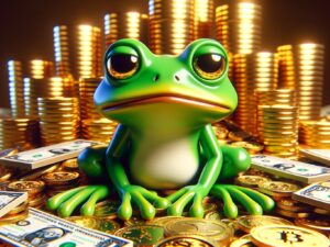 PEPE surrounded with money