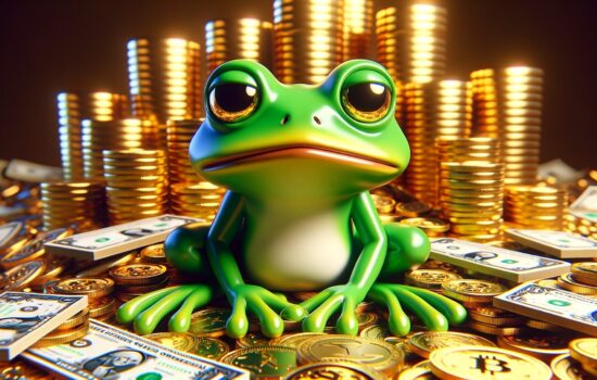PEPE surrounded with money