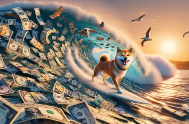 shiba inu surfing
