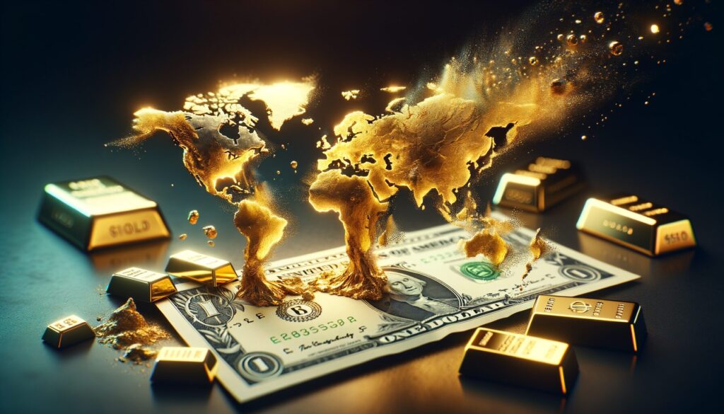 de-dollarization dollar burning gold map