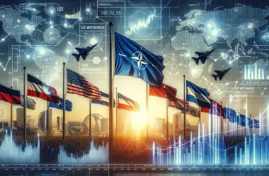 Defense stocks soaring upward with NATO flags and US