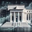 Federal Reserve building with economic chart overlay