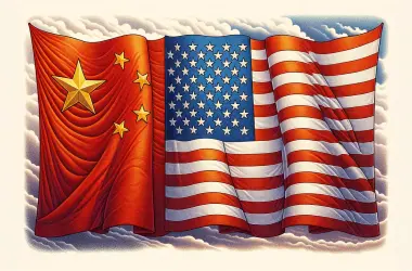 Chinese and American flags side by side representing trade relations