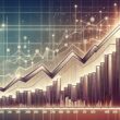 3D visualization of upward trending stock market graph