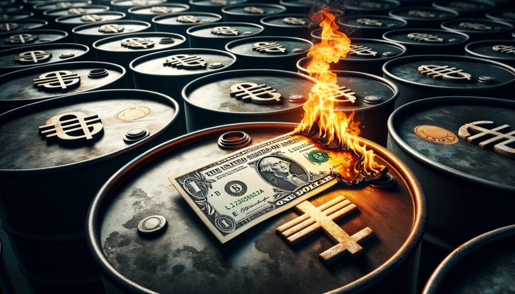 dollar burning oil barells chinese yuan de-dollarization